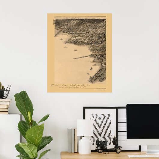 Washington, DC Panorama Map - 1883 Poster (Thuiskantoor)