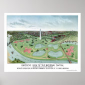 Washington, DC Panorama Map - 1888 Poster (Voorkant)