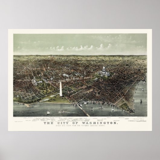 Washington, DC Panorama Map - 1892 Poster (Voorkant)
