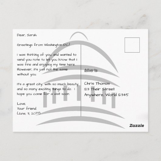 Washington DC Pentagon Briefkaart (Achterkant)