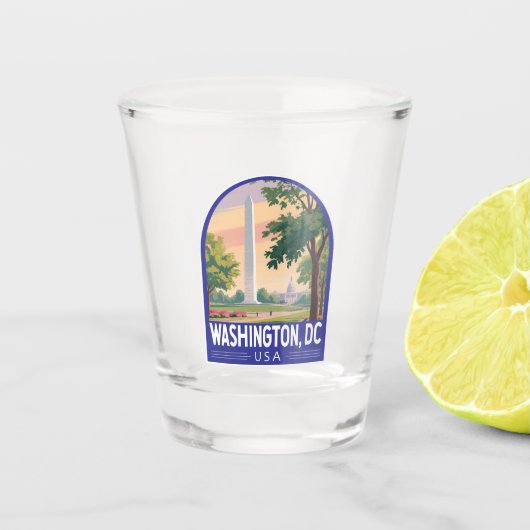 Washington DC Reis Kunst Embleem Shot Glas (Voorkant)