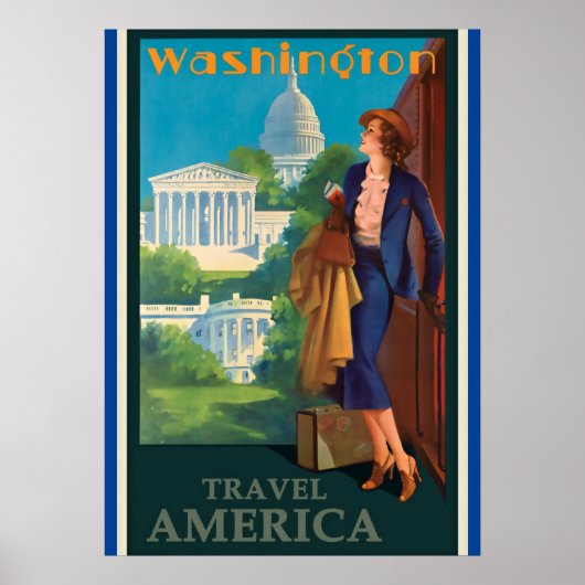 Washington DC-reisillustratie Poster (Voorkant)