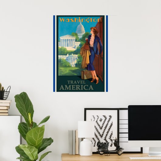  Washington DC-reisillustratie Poster (Thuiskantoor)