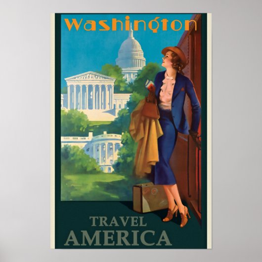 Washington DC-reisillustratie Poster (Voorkant)