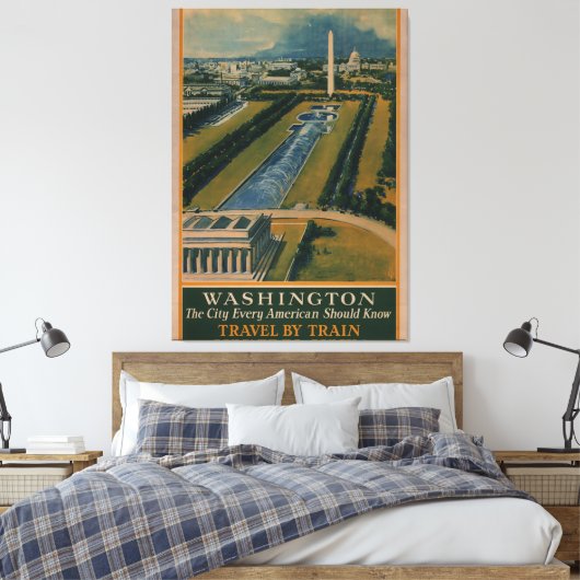  Washington DC-reisposter Canvas Afdruk (Insitu (Slaapkamer))