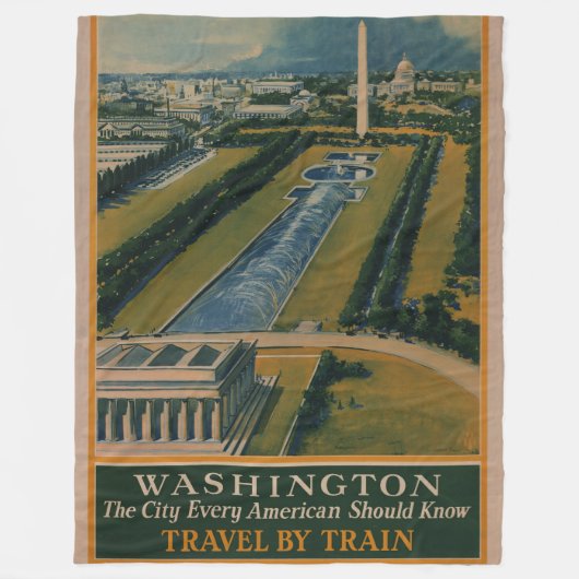  Washington DC-reisposter Fleece Deken (Voorkant)
