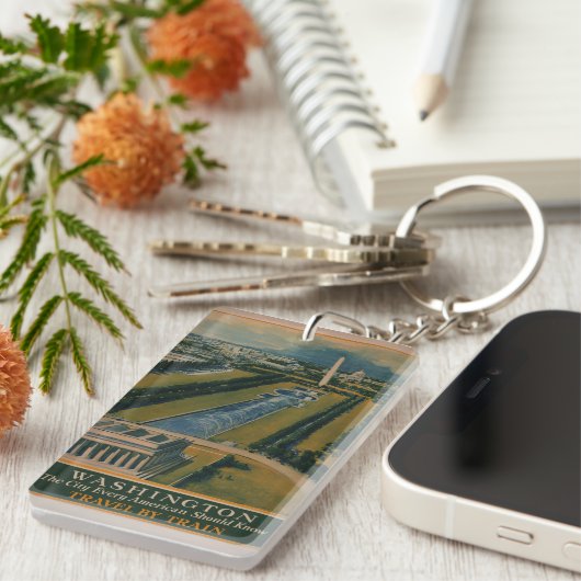 Washington DC-reisposter Sleutelhanger (Voorkant Rechts)