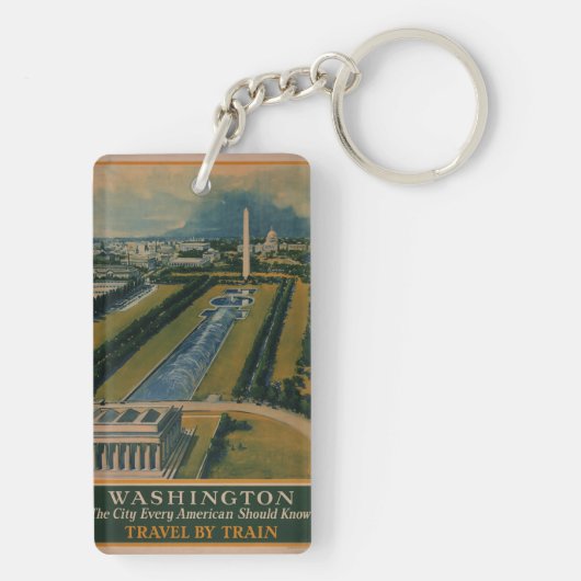 Washington DC-reisposter Sleutelhanger (achterkant)
