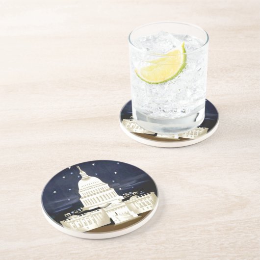 Washington DC-reizen Zandsteen Onderzetter (Zijkant)