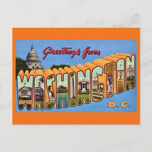Washington DC Retro Ansichtkaart Briefkaart (Voorkant)