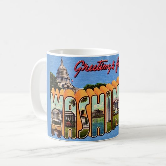 Washington DC Retro Ansichtkaart Mok (Voorkant links)