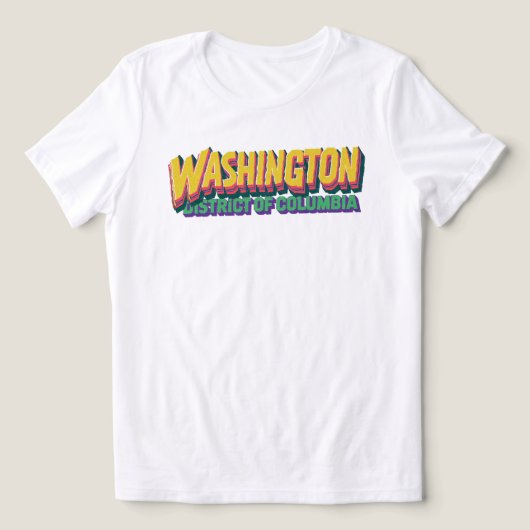 Washington DC Retro Typografie Tri-Blend Shirt (Design voorkant)