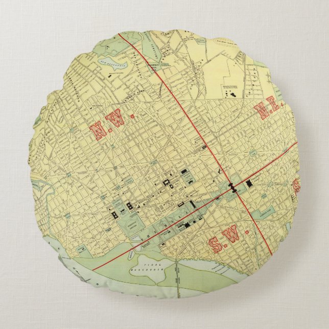 Washington, DC Rond Kussen (Voorkant)