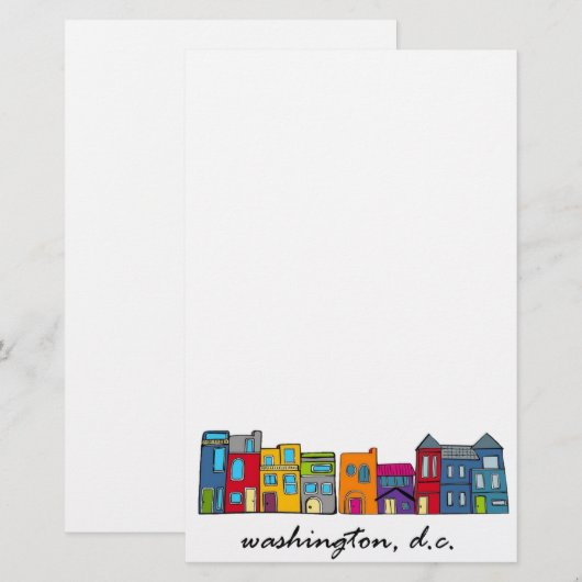 Washington DC Row House Briefpapier (Voorkant / Achterkant)