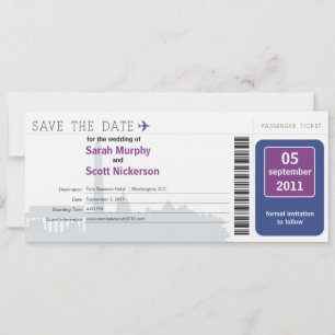 Washington DC Save the Date Boarding Pass