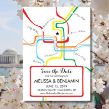 Washington DC Save the Date Metro Kaart