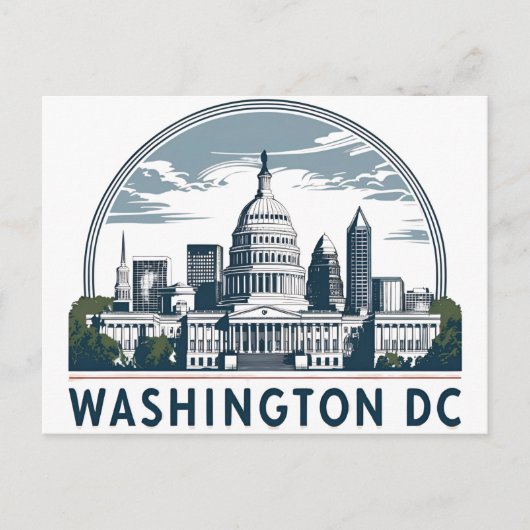 Washington DC Silhouet Briefkaart (Voorkant)