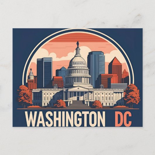Washington DC Silhouet Briefkaart (Voorkant)