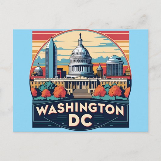 Washington DC Silhouet Briefkaart (Voorkant)