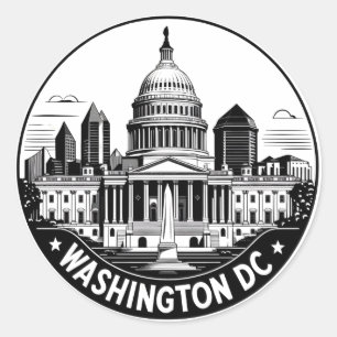 Washington DC Silhouet Ronde Sticker