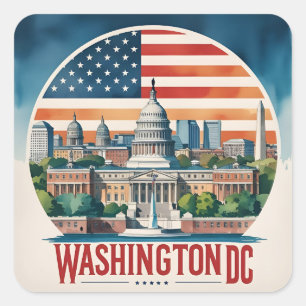 Washington DC Silhouet Vierkante Sticker