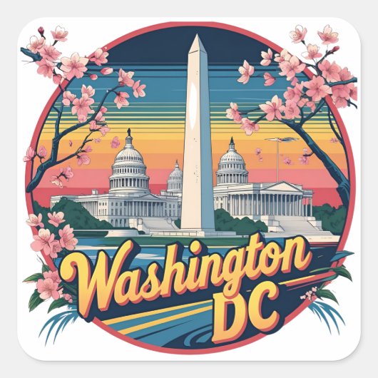 Washington DC Silhouet Vierkante Sticker (Voorkant)