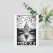 Washington DC Silhouet Zwart Wit Houtsnede Briefkaart (Staand voorkant)