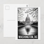 Washington DC Silhouet Zwart Wit Houtsnede Briefkaart (Voorkant / Achterkant)