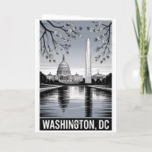Washington DC Silhouet Zwart Wit Houtsnede Kaart (Achterkant)