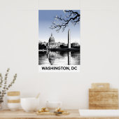 Washington DC Silhouet Zwart Wit Houtsnede Poster (Keuken)