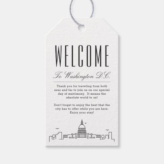 Washington DC. Silhouette | Welkomstbericht Gift T Cadeaulabel (Voorkant)
