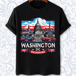 Washington DC Skyline bezienswaardigheden kunst T-shirt