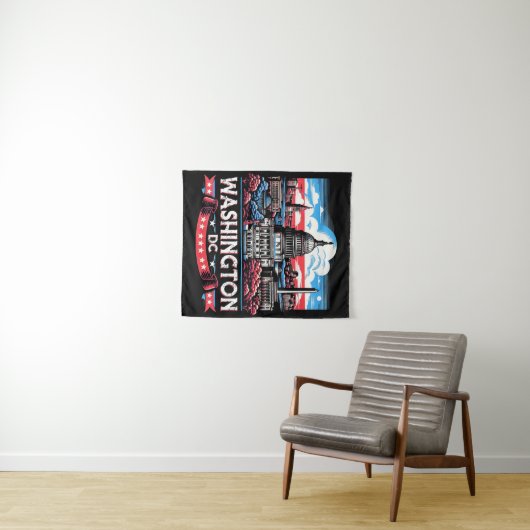 Washington DC Skyline bezienswaardigheden kunst Wandkleed (In Situ (horizontaal))