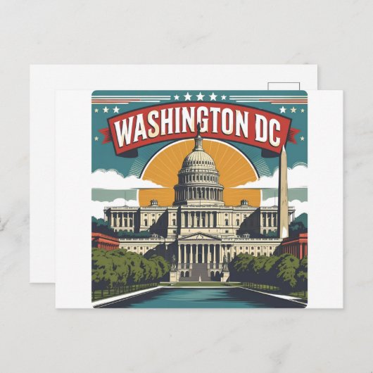 Washington DC Skyline Briefkaart (Voorkant / Achterkant)