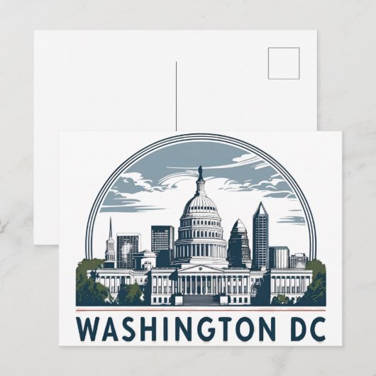 Washington DC Skyline Briefkaart (Voorkant / Achterkant)