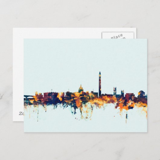 Washington DC Skyline Briefkaart (Voorkant / Achterkant)