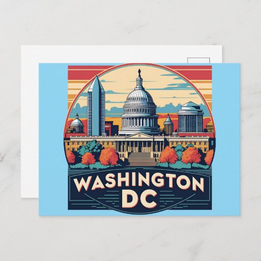 Washington DC Skyline Briefkaart (Voorkant / Achterkant)