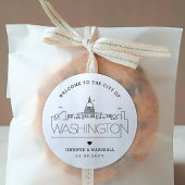 Washington DC Skyline | Bruiloft Welkom Favor Ronde Sticker