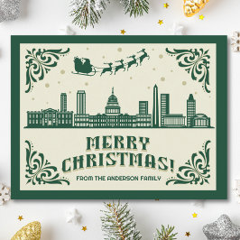 Washington, DC Skyline Christmas Holiday Briefkaar Feestdagenkaart