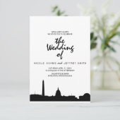 Washington DC Skyline Cityscape Wedding Invitation Kaart (Staand voorkant)