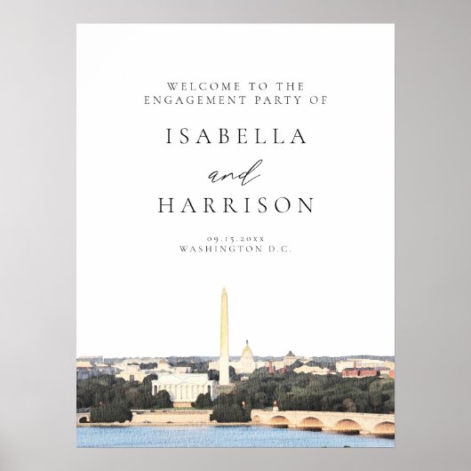 WASHINGTON DC Skyline Engagement Party Welkom Poster (Voorkant)