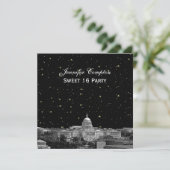 Washington DC Skyline Etch Starry DIY SQ Sweet 16 Kaart (Staand voorkant)
