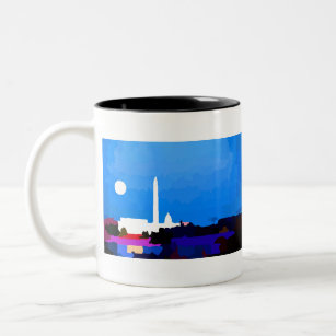 Washington DC Skyline Full Moon Tweekleurige Koffiemok