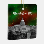 Washington DC Skyline Green Red Starry Sky Xmas Keramisch Ornament (Rechts)