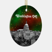 Washington DC Skyline Green Red Starry Sky Xmas Keramisch Ornament (Rechts)