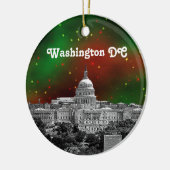 Washington DC Skyline Green Red Starry Sky Xmas Keramisch Ornament (Links)