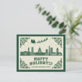 Washington, DC Skyline Happy Holiday Briefkaart (Staand voorkant)