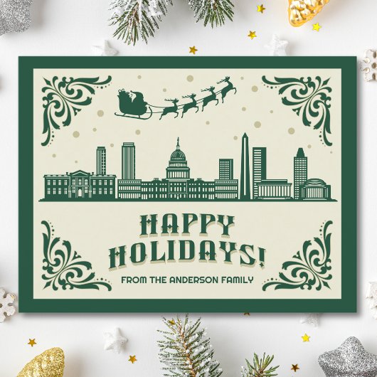 Washington, DC Skyline Happy Holiday Briefkaart