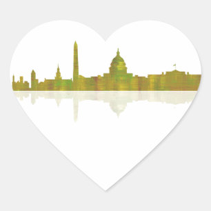 WASHINGTON DC SKYLINE - Heart Shaped Stciker Hart Sticker