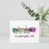 Washington DC skyline in watercolor Briefkaart (Staand voorkant)